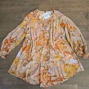 Haute Hippie Paisley Chiffon Mini Tunic Dress Size XS New